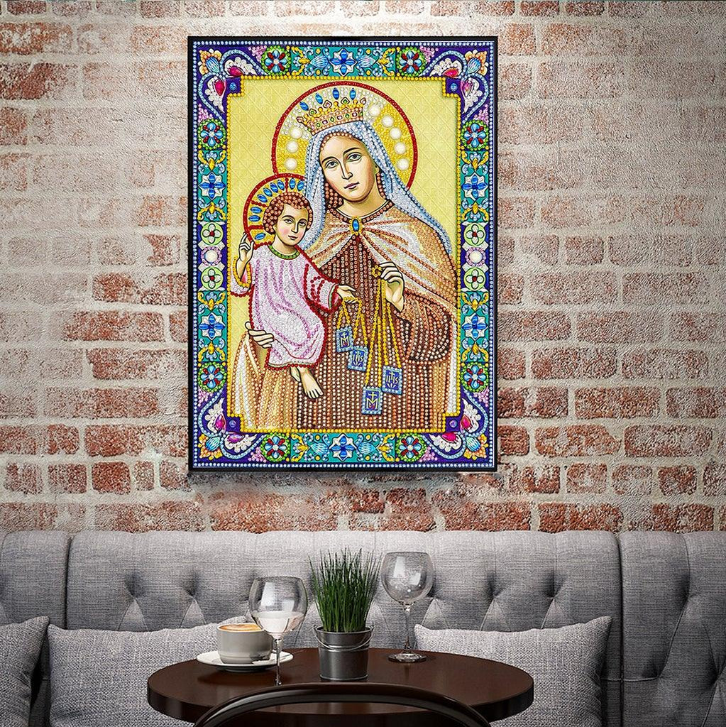 Crystal Rhinestone Diamond Painting Kit- Religious Madonna and Jesus - Hibah-Diamond?painting art studio