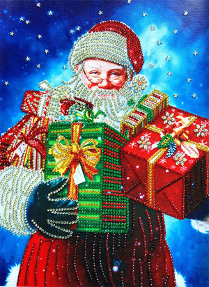 Crystal Rhinestone Diamond Painting Kit - Santa Claus holding gifts