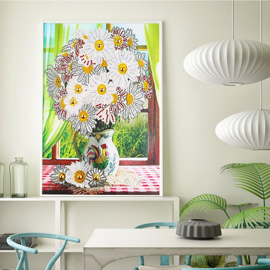 Crystal Rhinestone Diamond Painting Kit | White flowers - Hibah-Diamond?painting art studio