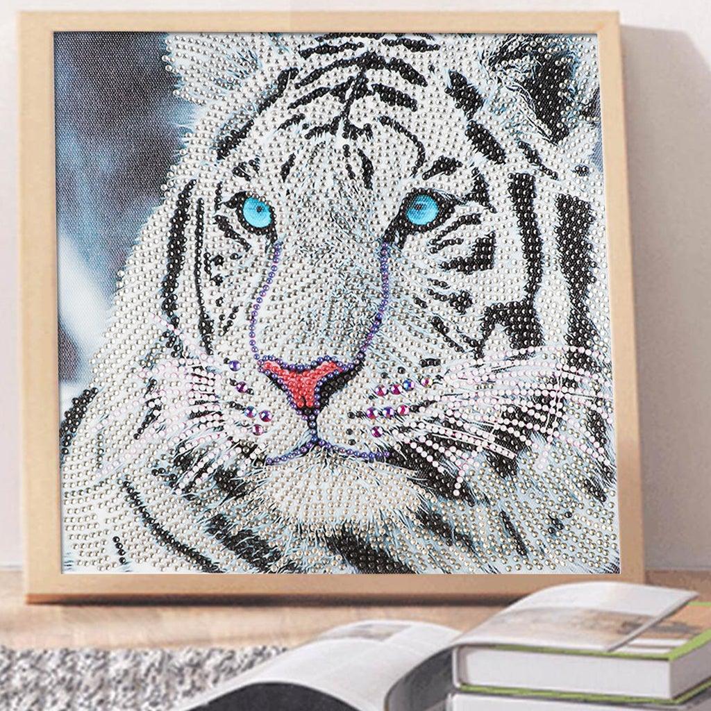 Crystal Rhinestone Diamond Painting Kit | White tiger - Hibah-Diamond?painting art studio