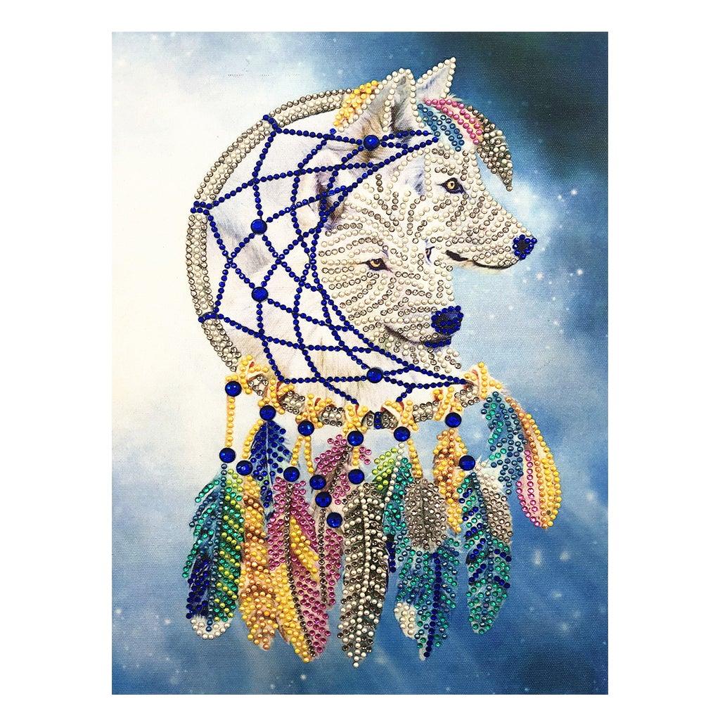 Crystal Rhinestone Diamond Painting Kit | Wolf and Wind Chimes - Hibah-Diamond painting art studio