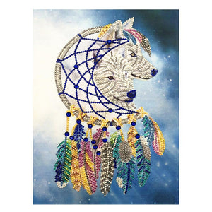 Crystal Rhinestone Diamond Painting Kit | Wolf and Wind Chimes - Hibah-Diamond painting art studio