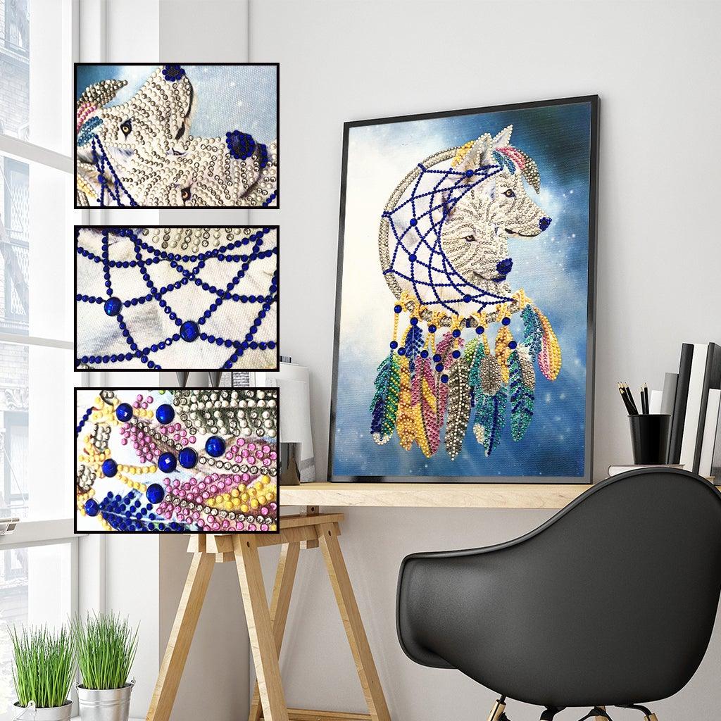 Crystal Rhinestone Diamond Painting Kit | Wolf and Wind Chimes - Hibah-Diamond painting art studio