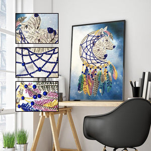 Crystal Rhinestone Diamond Painting Kit | Wolf and Wind Chimes - Hibah-Diamond painting art studio