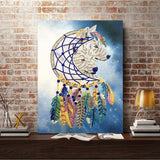 Crystal Rhinestone Diamond Painting Kit | Wolf and Wind Chimes - Hibah-Diamond painting art studio