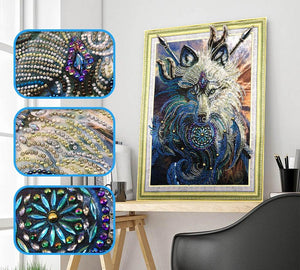 Crystal Rhinestone Diamond Painting Kit | Wolf Totem (16x20inch) - Hibah-Diamond?painting art studio