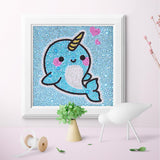 Crystal Rhinestone Full Diamond Painting - Beautiful blue whale - Hibah-Diamond?painting art studio