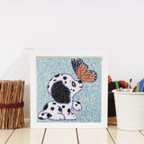 Crystal Rhinestone Full Diamond Painting-Butterfly kissing puppy - Hibah-Diamond?painting art studio