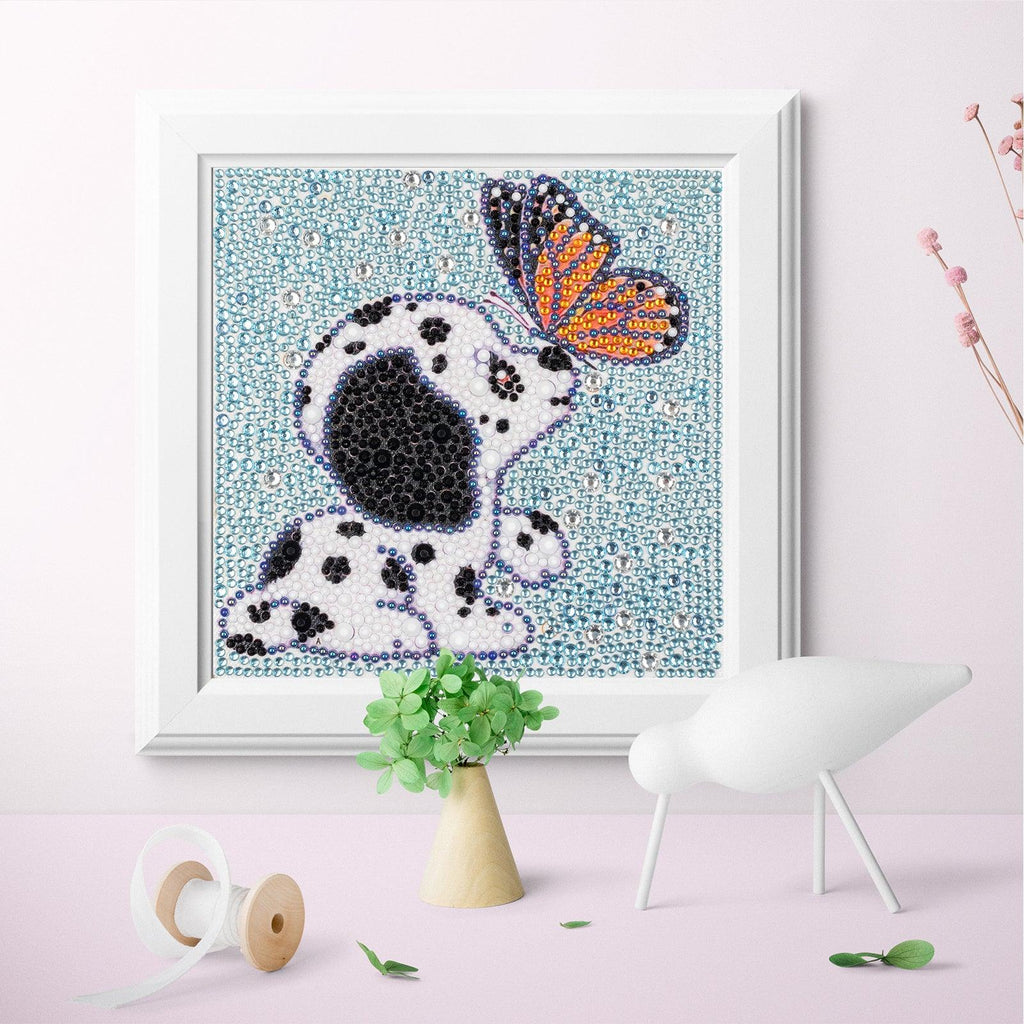Crystal Rhinestone Full Diamond Painting-Butterfly kissing puppy - Hibah-Diamond?painting art studio