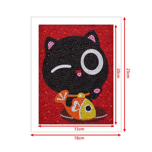 Crystal Rhinestone Full Diamond Painting - Cartoon black cat - Hibah-Diamond?painting art studio