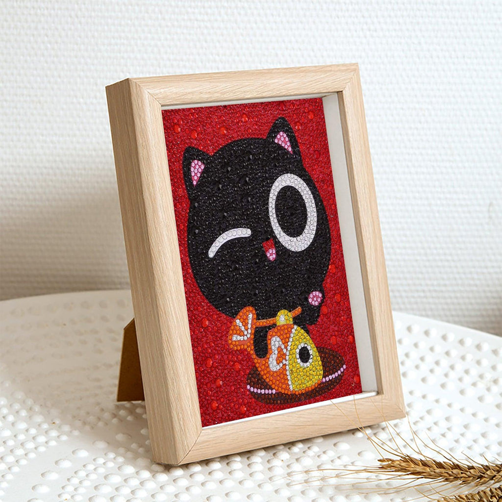 Crystal Rhinestone Full Diamond Painting - Cartoon black cat - Hibah-Diamond?painting art studio