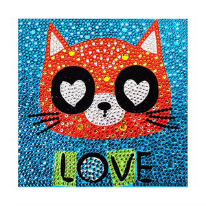 Crystal Rhinestone Full Diamond Painting - Cartoon LOVE cat - Hibah-Diamond?painting art studio