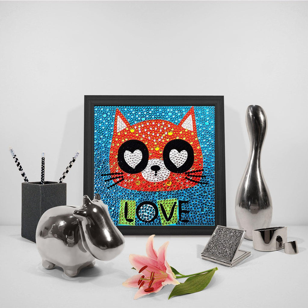 Crystal Rhinestone Full Diamond Painting - Cartoon LOVE cat - Hibah-Diamond?painting art studio