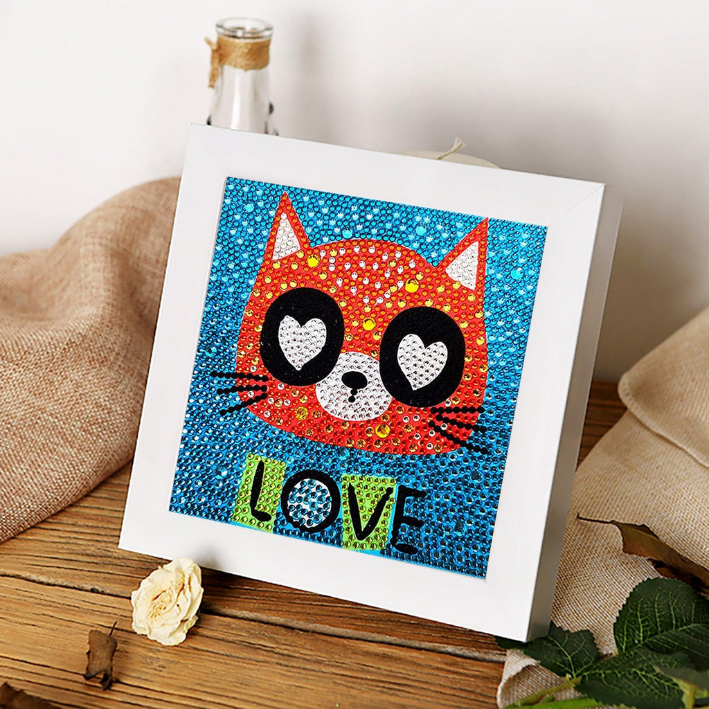 Crystal Rhinestone Full Diamond Painting - Cartoon LOVE cat - Hibah-Diamond?painting art studio