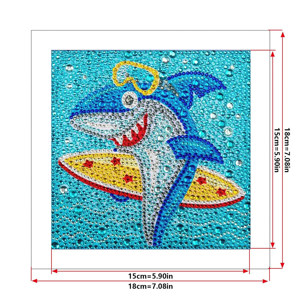 Crystal Rhinestone Full Diamond Painting-Cartoon shark - Hibah-Diamond?painting art studio