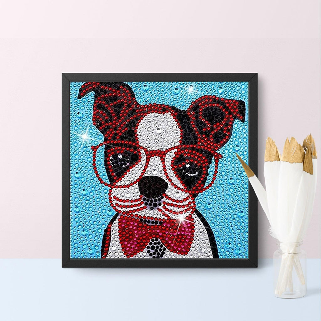 Crystal Rhinestone Full Diamond Painting - Dog with glasses - Hibah-Diamond?painting art studio