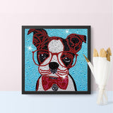 Crystal Rhinestone Full Diamond Painting - Dog with glasses - Hibah-Diamond?painting art studio
