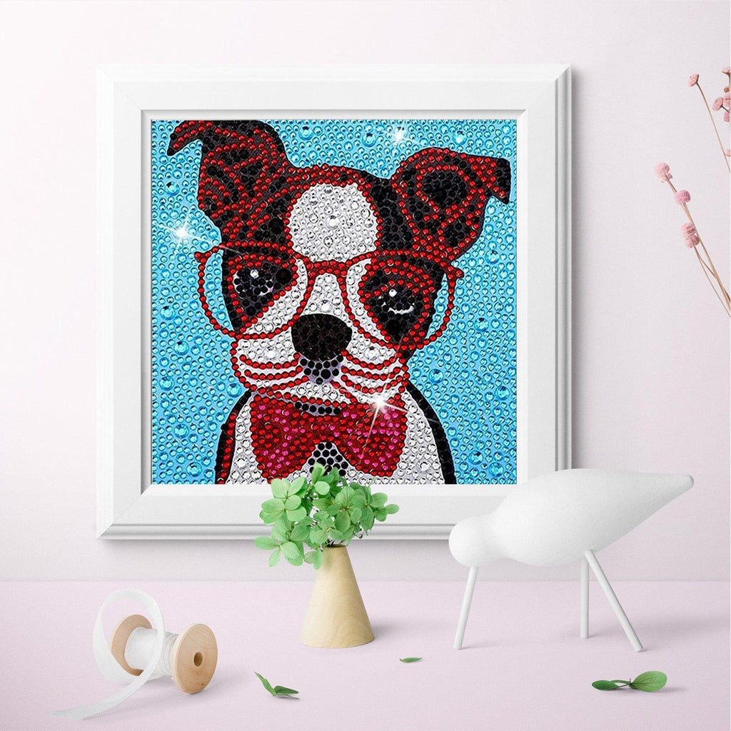 Crystal Rhinestone Full Diamond Painting - Dog with glasses - Hibah-Diamond?painting art studio