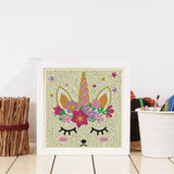 Crystal Rhinestone Full Diamond Painting - Unicorn face - Hibah-Diamond?painting art studio