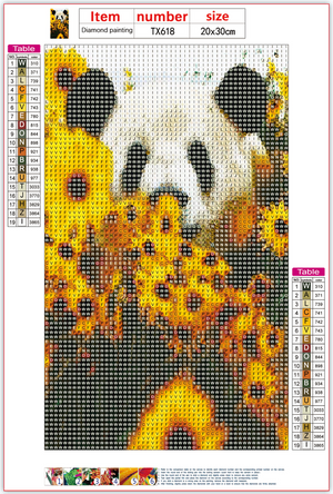 Full Diamond Painting kit - panda on flowers