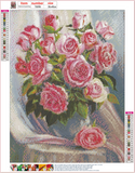 Full Diamond Painting kit - Pink roses on vase