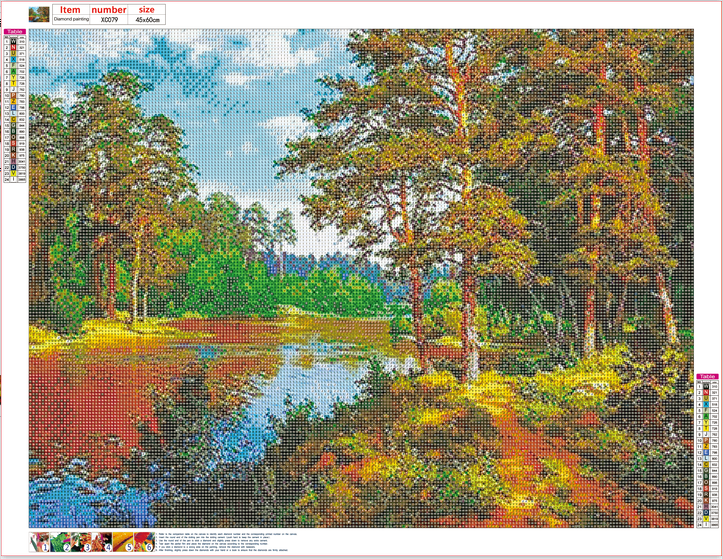 Full Diamond Painting kit - Riverside scenery
