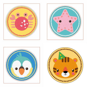 Diamond Painting Sticker Wall Sticker | Cartoon animals (4pcs) - Hibah-Diamond painting art studio