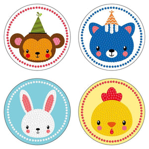 Diamond Painting Sticker Wall Sticker | Cartoon animals (4pcs) - Hibah-Diamond painting art studio