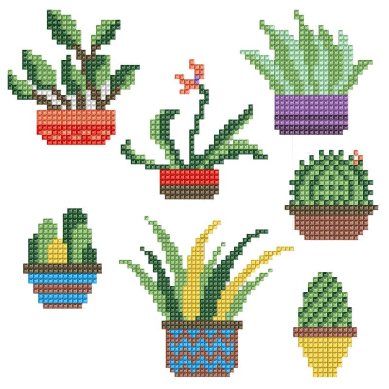 Diamond Painting Sticker Wall Sticker | Potted plants (7 pcs) - Hibah-Diamond painting art studio