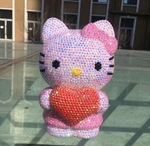 DIY 20cm Hello Kitty Holding love (with glue tools) - Hibah-Diamond painting art studio