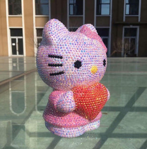 DIY 20cm Hello Kitty Holding love (with glue tools) - Hibah-Diamond painting art studio