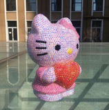 DIY 20cm Hello Kitty Holding love (with glue tools) - Hibah-Diamond painting art studio