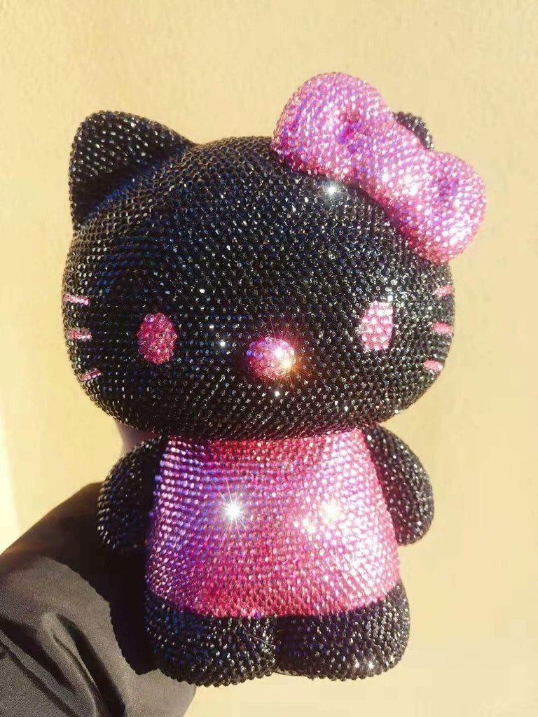 DIY 22cm Black clothes Hello Kitty (with glue tools) - Hibah-Diamond painting art studio
