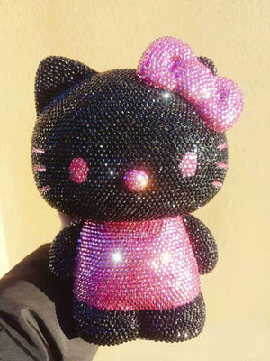 DIY 22cm Black clothes Hello Kitty (with glue tools) - Hibah-Diamond painting art studio