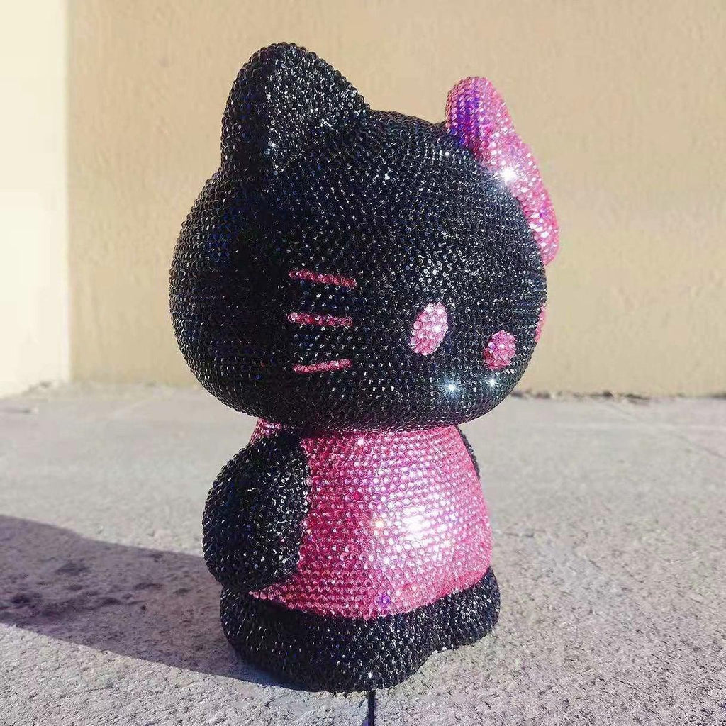 DIY 22cm Black clothes Hello Kitty (with glue tools) - Hibah-Diamond painting art studio