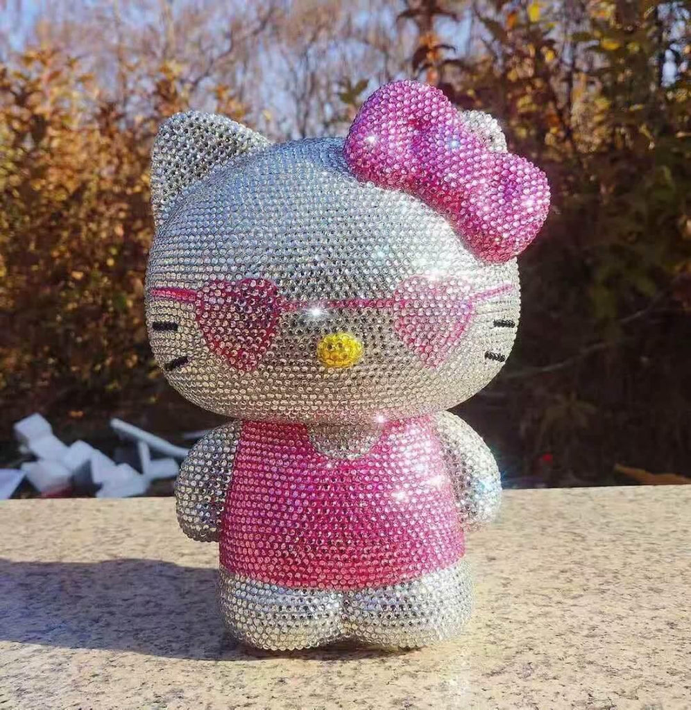 DIY 22cm Hello Kitty with glasses (with glue tools) - Hibah-Diamond painting art studio