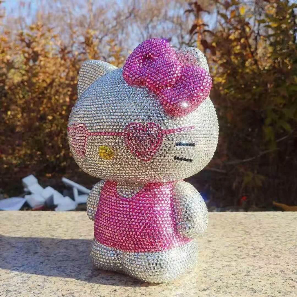 DIY 22cm Hello Kitty with glasses (with glue tools) - Hibah-Diamond painting art studio