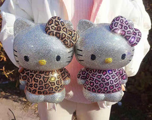 DIY 22cm Leopard pattern Hello Kitty (with glue tools) - Hibah-Diamond painting art studio