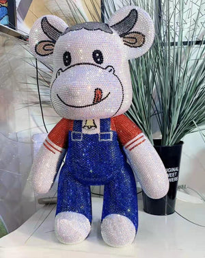 DIY Big cow Popobe bear  (with glue tools) - Hibah-Diamond painting art studio
