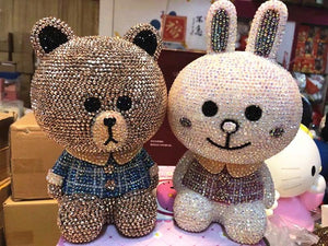 DIY brown bear and Cony rabbit  (with glue tools) - Hibah-Diamond painting art studio