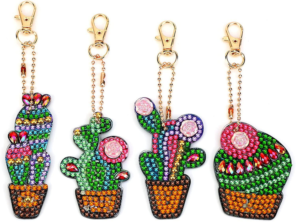 DIY Diamond Painting Keychain |Cactus keychain - Hibah-Diamond painting art studio