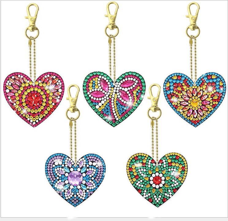 DIY Diamond Painting Keychain - Heart-shaped - Hibah-Diamond painting art studio