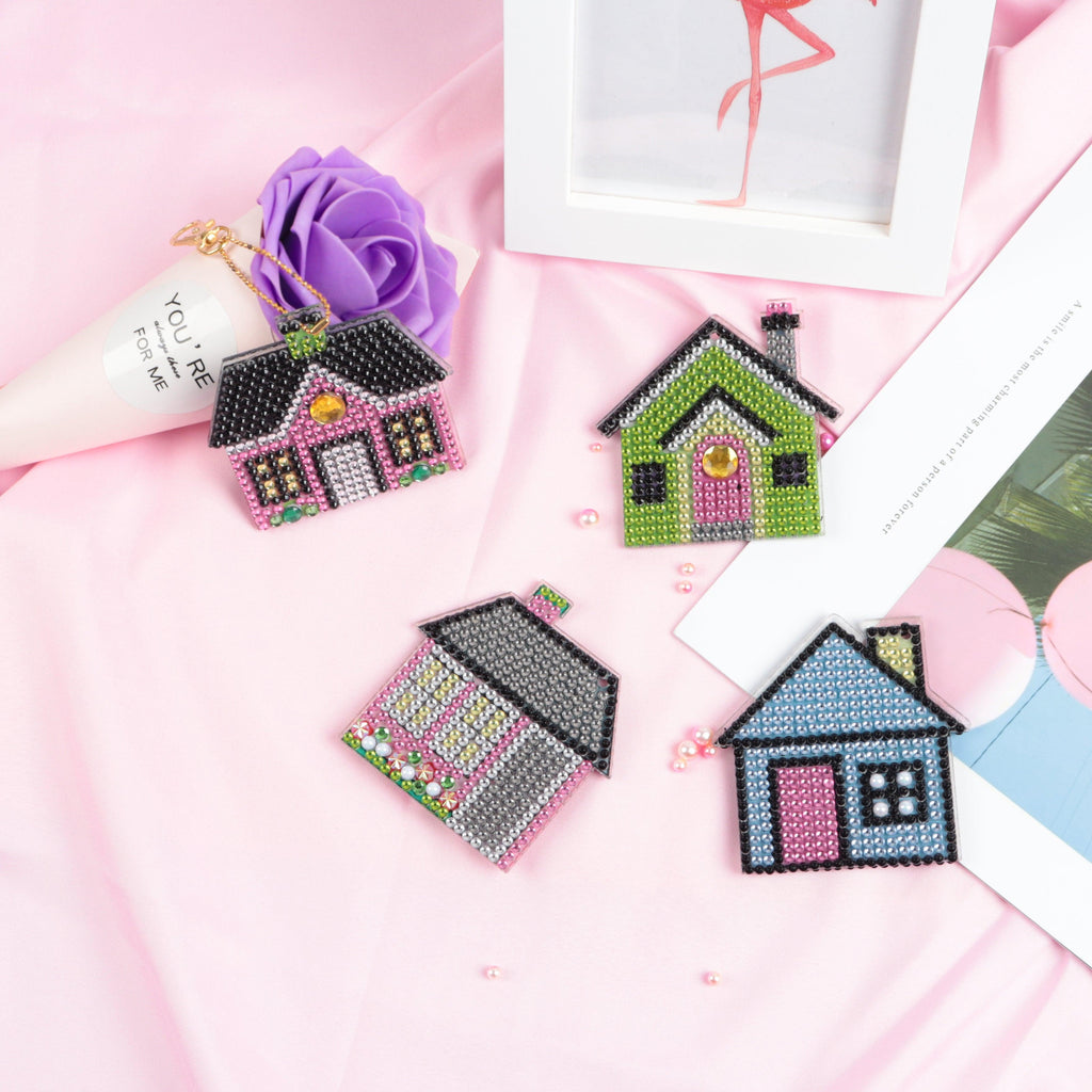 DIY Diamond Painting Keychain | House - Hibah-Diamond painting art studio