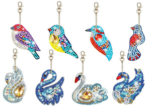 DIY Diamond Painting Keychain - Swans and birds - Hibah-Diamond painting art studio