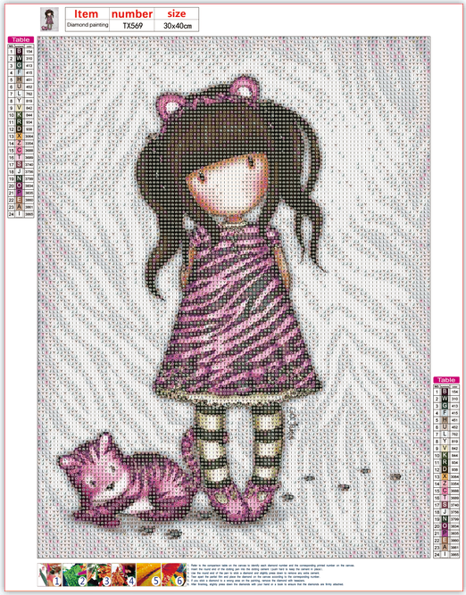 Full Diamond Painting kit - Gorjuss girl - Ruby Tiger