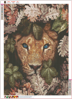 Full Diamond Painting kit - Lion on the flowers