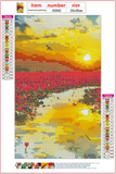 Full Diamond Painting kit - Flowers by the lake at sunrise