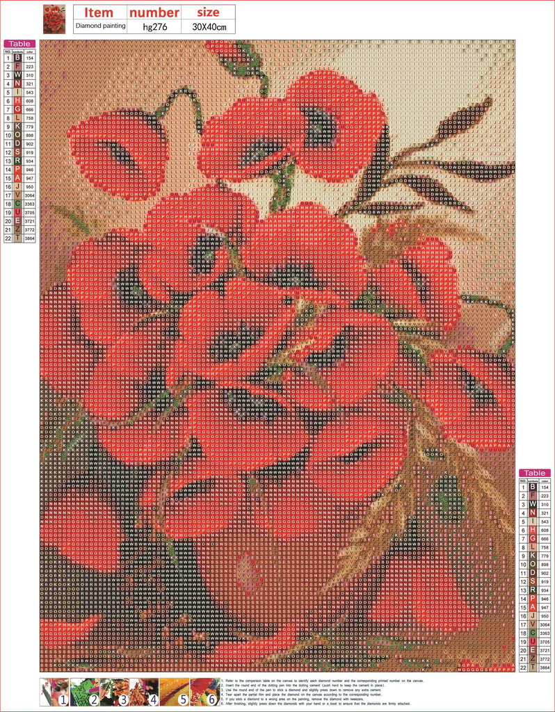 Full Diamond Painting kit - Flower poppies in red bottle