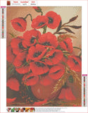 Full Diamond Painting kit - Flower poppies in red bottle