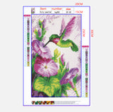 Full Diamond Painting kit - Hummingbird and Morning Glory